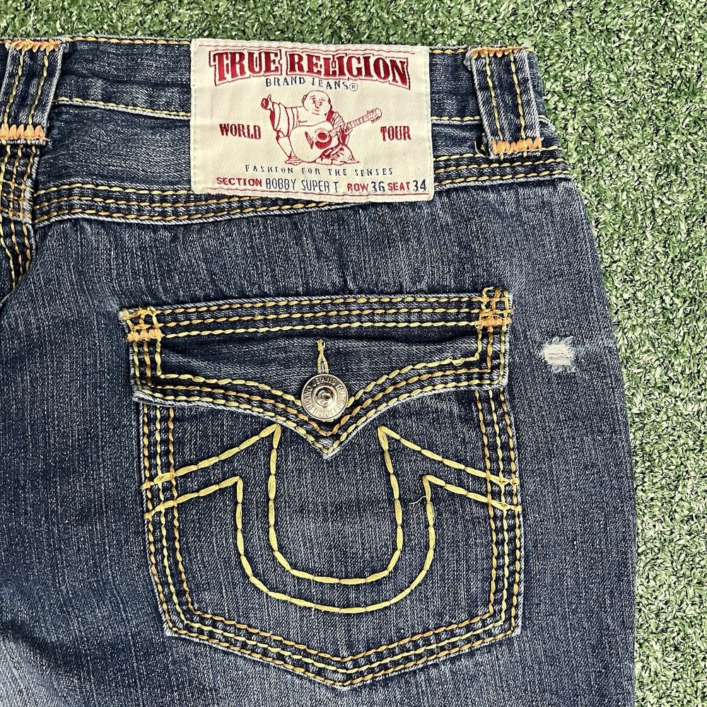 Y2K Vintage True Religion Bobby Super T Flap Jeans Wide Leg 36x34 Made in USA